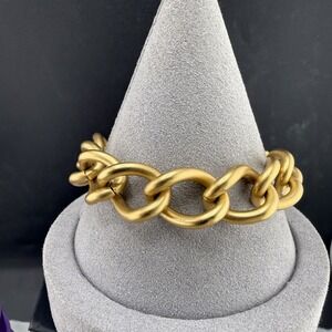 Monet Bracelet Gold Tone Chain Brushed Signed